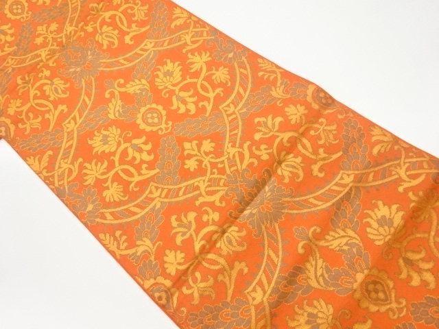 JAPANESE KIMONO / VINTAGE FUKURO OBI / WOVEN ABSTRACT FLOWER ARABESQUE
